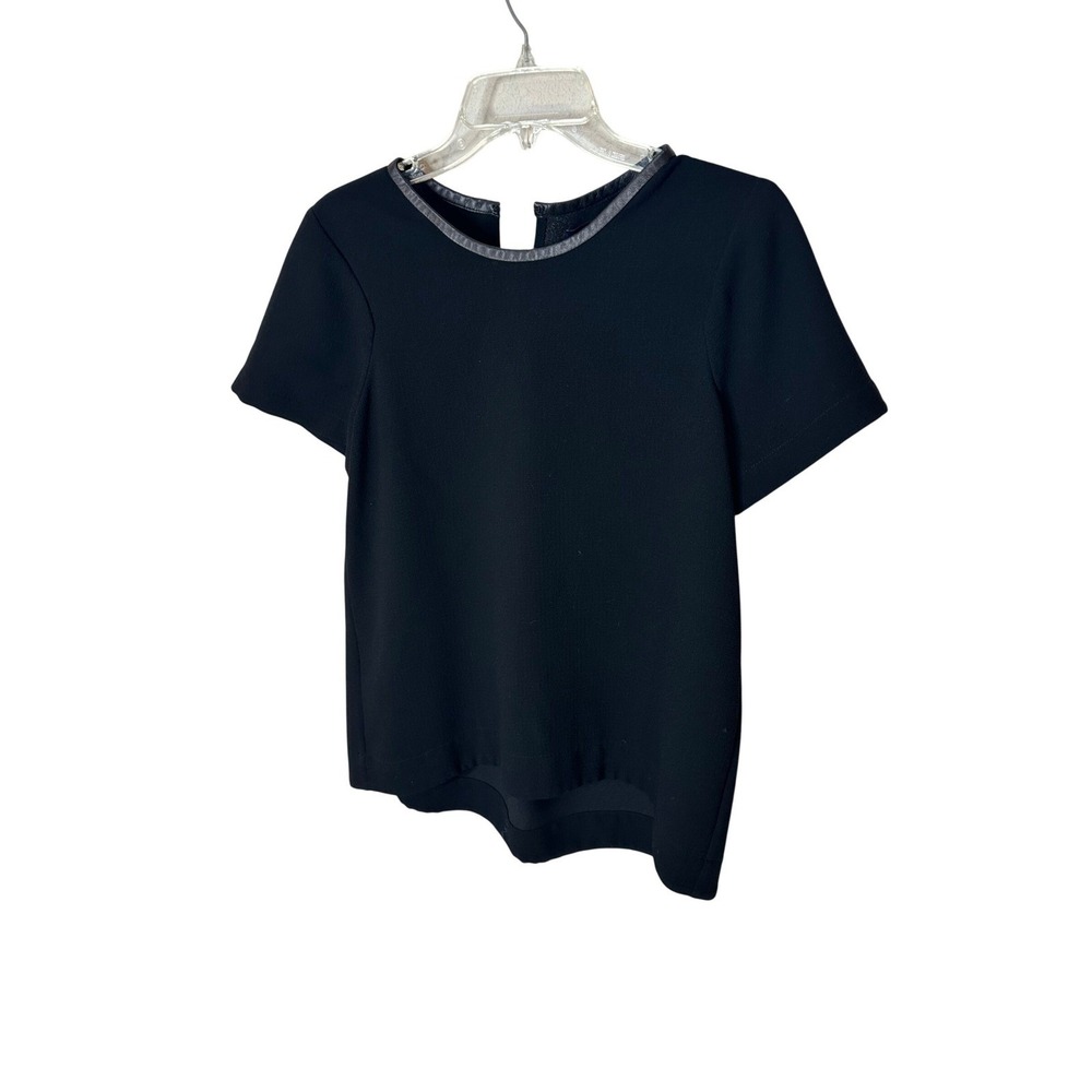 Madewell Black Leather Trim‎ Blouse Womens M